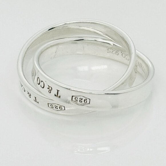 Size 7 Tiffany & Co 1837 Interlocking Double 2 Band Rolling Ring Mens Unisex - Picture 5 of 7